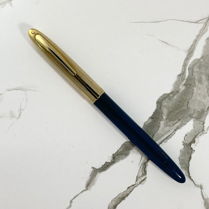 Sheaffer Touchdown TM Crest Deluxe; Persian Blue Barrel with GF Cap, Fine 14K two-tone triumph nib.  Ozark Pen Shop   