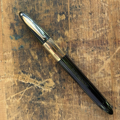 Sheaffer Triumph Vacuum-fil, Marine Green, Extra-wide cap Band, Fine Two-tone Nib