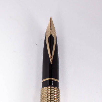 Sheaffer Targa Fountain Pen/Ballpoint Set, Gold Plated Basket Weave, Fine 14K nib.  Ozark Pen Shop   
