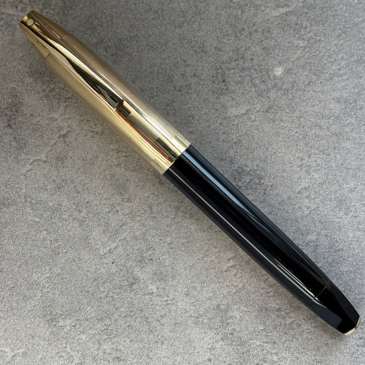 Sheaffer PFM V, Black with Gold Filled Cap, Medium Nib