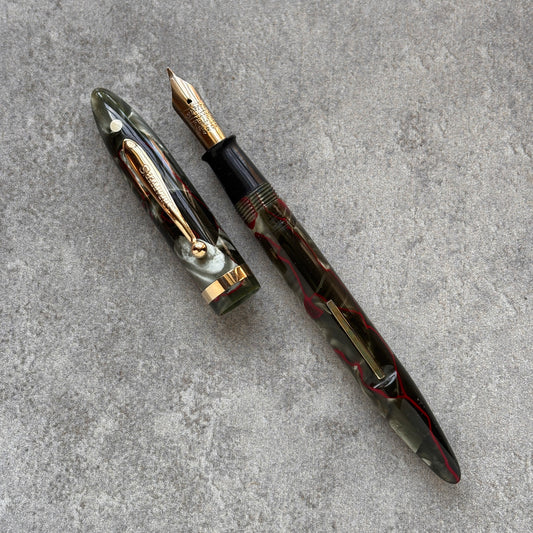 Sheaffer Balance Full Length; Red Veined Grey Pearl