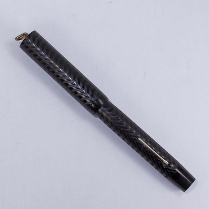 Craig Black Chased Hard Rubber Fountain Pen, Craig is a sub-brand of Sheaffer, Ring top.  Ozark Pen Shop   