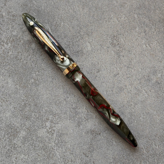 Sheaffer Balance Full Length; Red Veined Grey Pearl