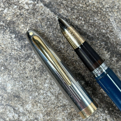 Sheaffer Sentinel Deluxe Touch Down Fountain Pen. Medium Triumph Nib, Blue with Two-tone Cap  Ozark Pen Shop   