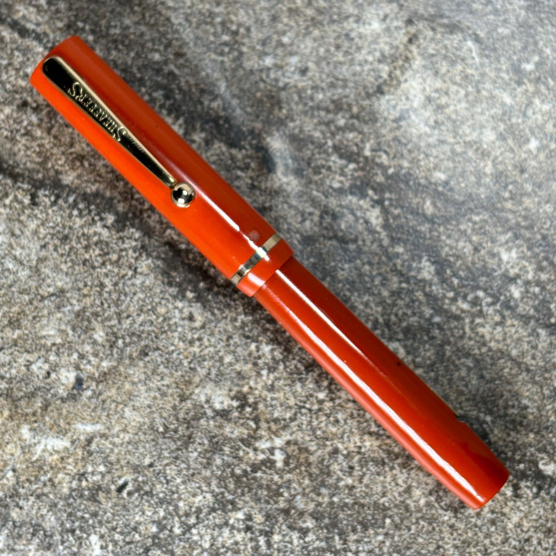 Sheaffer Flat Top 46 Special. Coral with Gold filled trim. Fine #3 14K nib.  Ozark Pen Shop   