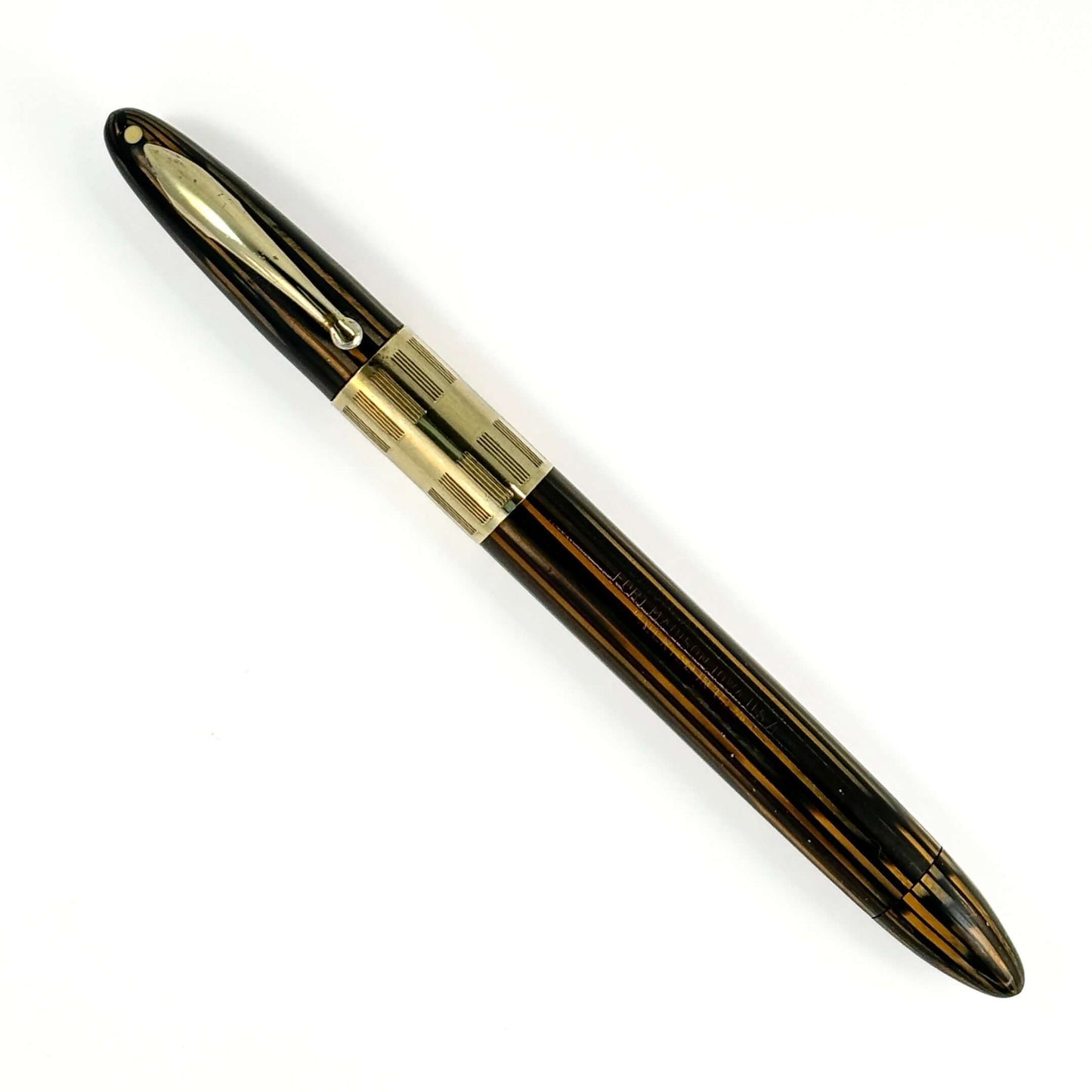 Sheaffer Triumph Vacuum-fil, Extra-wide cap Band, Golden Brown with gold filled trim. Medium Two-tone Nib  Ozark Pen Shop   