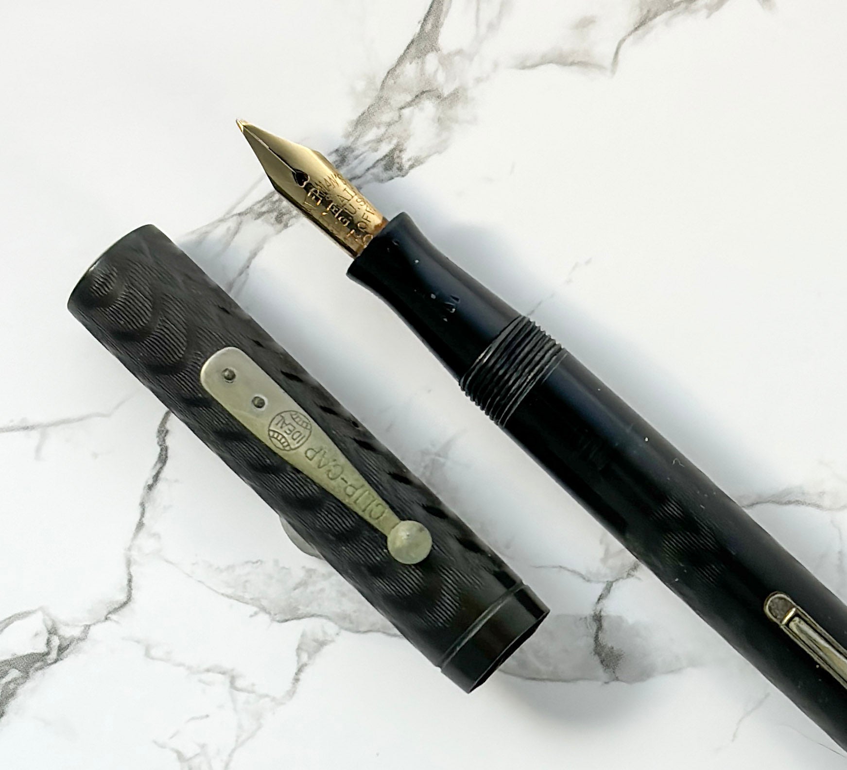 Waterman 52 Chased Black Hard Rubber, Nickel Plated Trim, Flexy 14K Ideal Nib  Ozark Pen Shop   