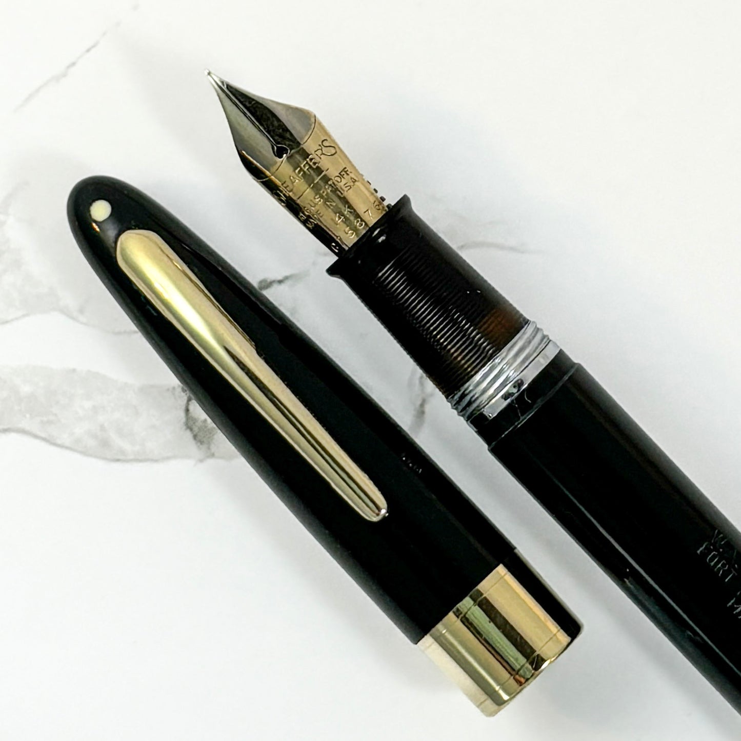 Sheaffer Fat Touchdown, large Two-tone Coventional open nib, fine.  Ozark Pen Shop   