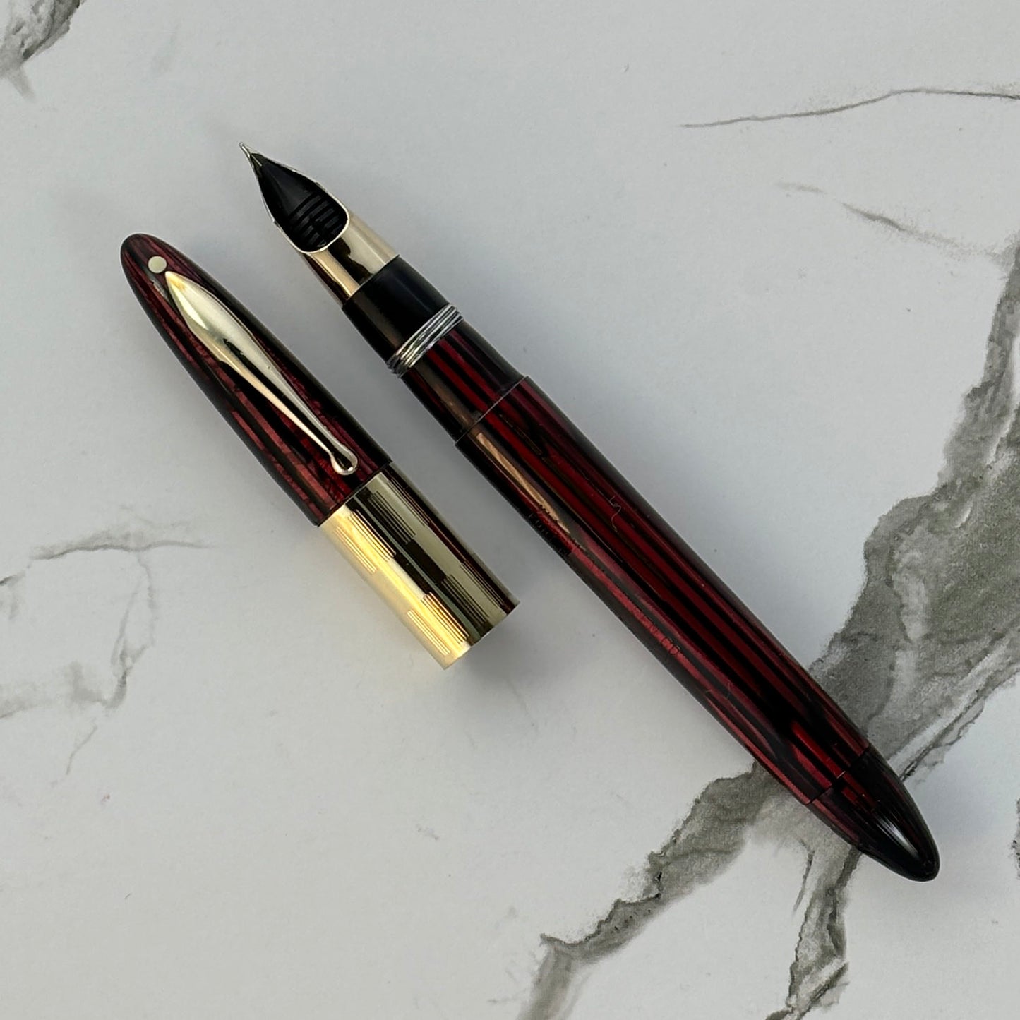 Carmine Red Sheaffer Triumph Vac-fil, Extra-wide Band