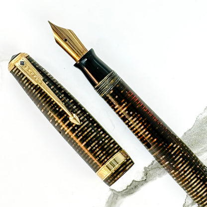 Parker Vacumatic Major; Golden Pearl with Double Jewel