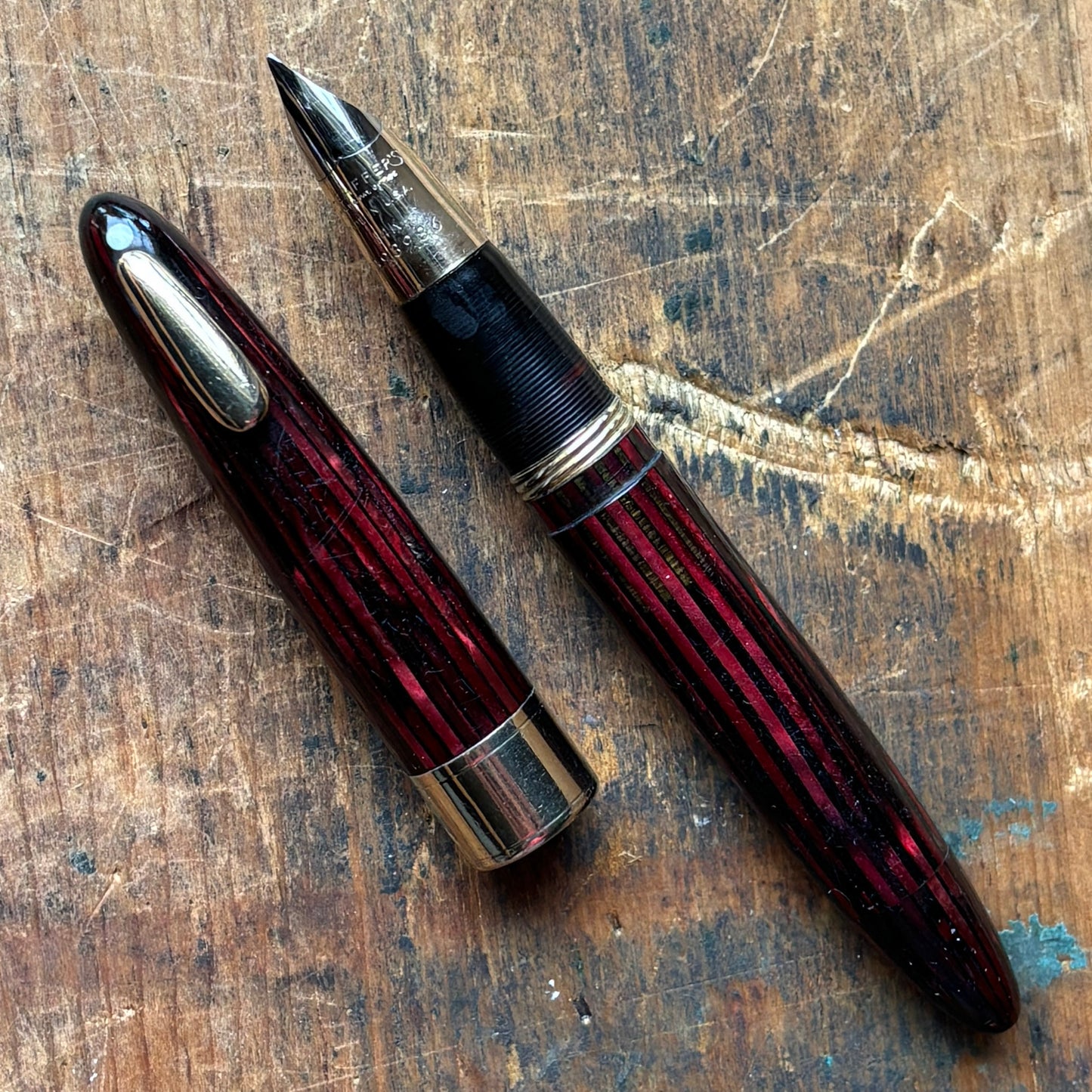 Sheaffer Tuckaway: Carmine Red, Restored Vac-Fil