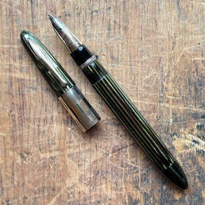 Sheaffer Triumph Vac-fil, Marine Green with Gold-filled trim; Extra Wide Cap Band