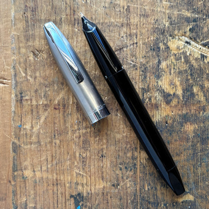 Sheaffer PFM II, Black with Steel Cap, Fully Restored, PdAg Inlaid Nib