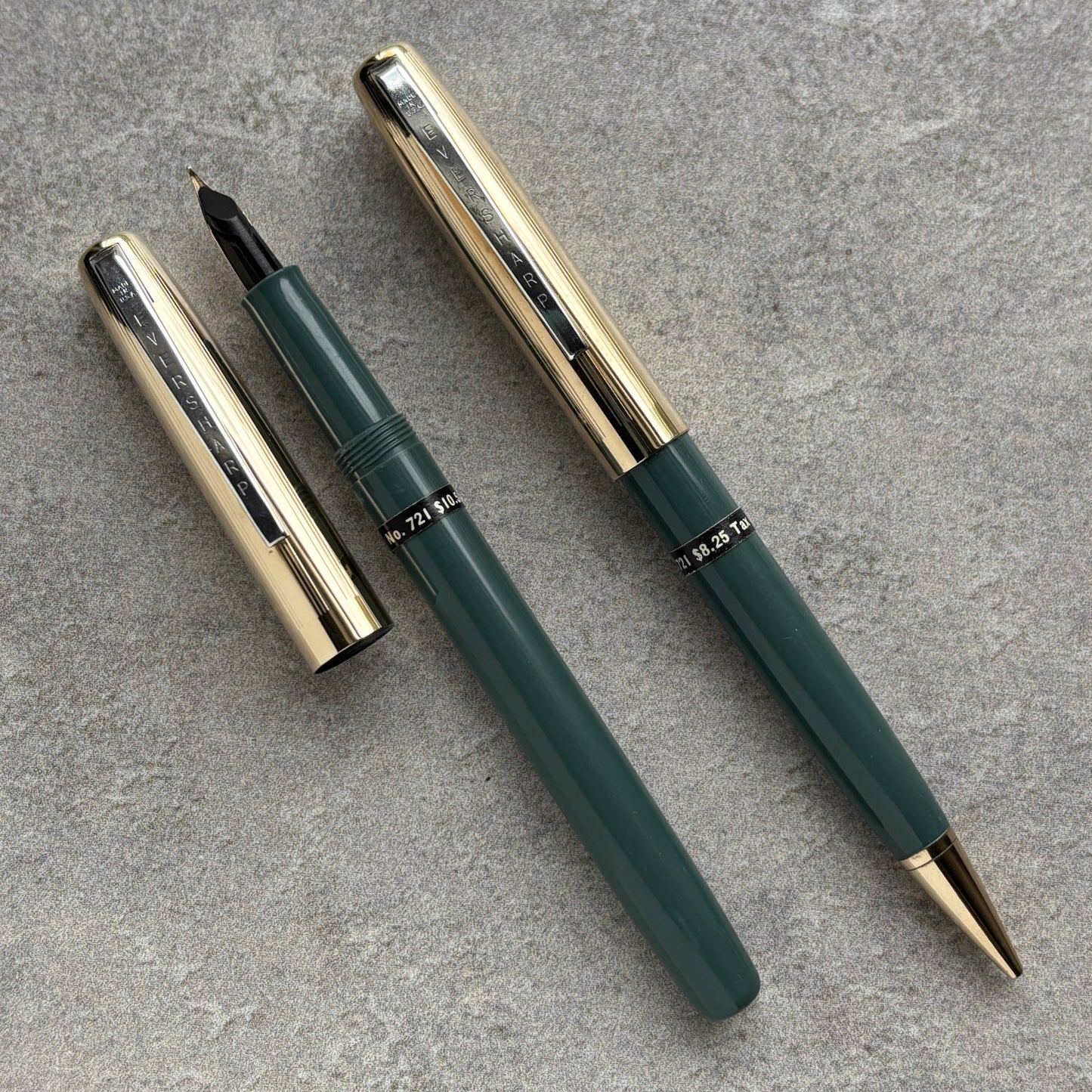 Wahl-Eversharp Slim Ventura Fountain Pen/Pencil Set, Gray with Gold Caps