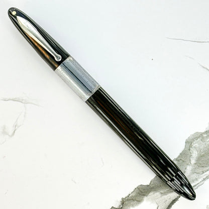 Sheaffer Triumph Vac-fil; Gray with Chrome Wide Cap Band