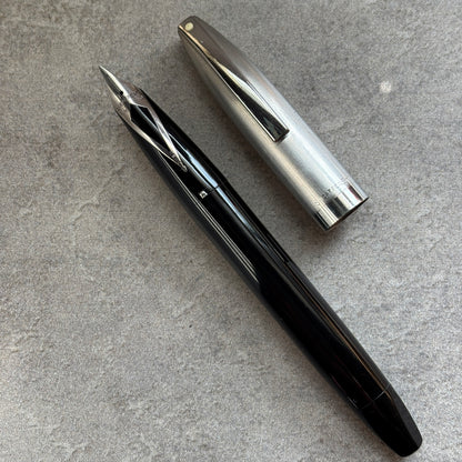 Sheaffer PFM II, Black with Steel Cap, Fully Restored, PdAg Inlaid Nib