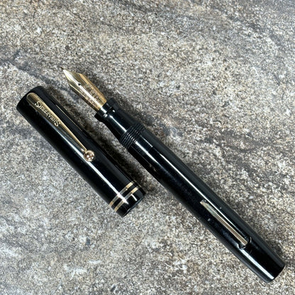 Sheaffer Flat Top Lifetime Fountain Pen, Oversized Black with a Large Lifetime 14K Medium Nib and Gold filled Trim  Ozark Pen Shop   