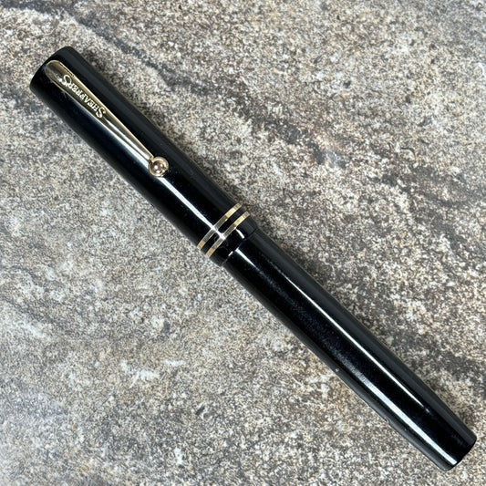 Sheaffer Flat Top Lifetime Fountain Pen, Oversized Black with a Large Lifetime 14K Medium Nib and Gold filled Trim  Ozark Pen Shop   