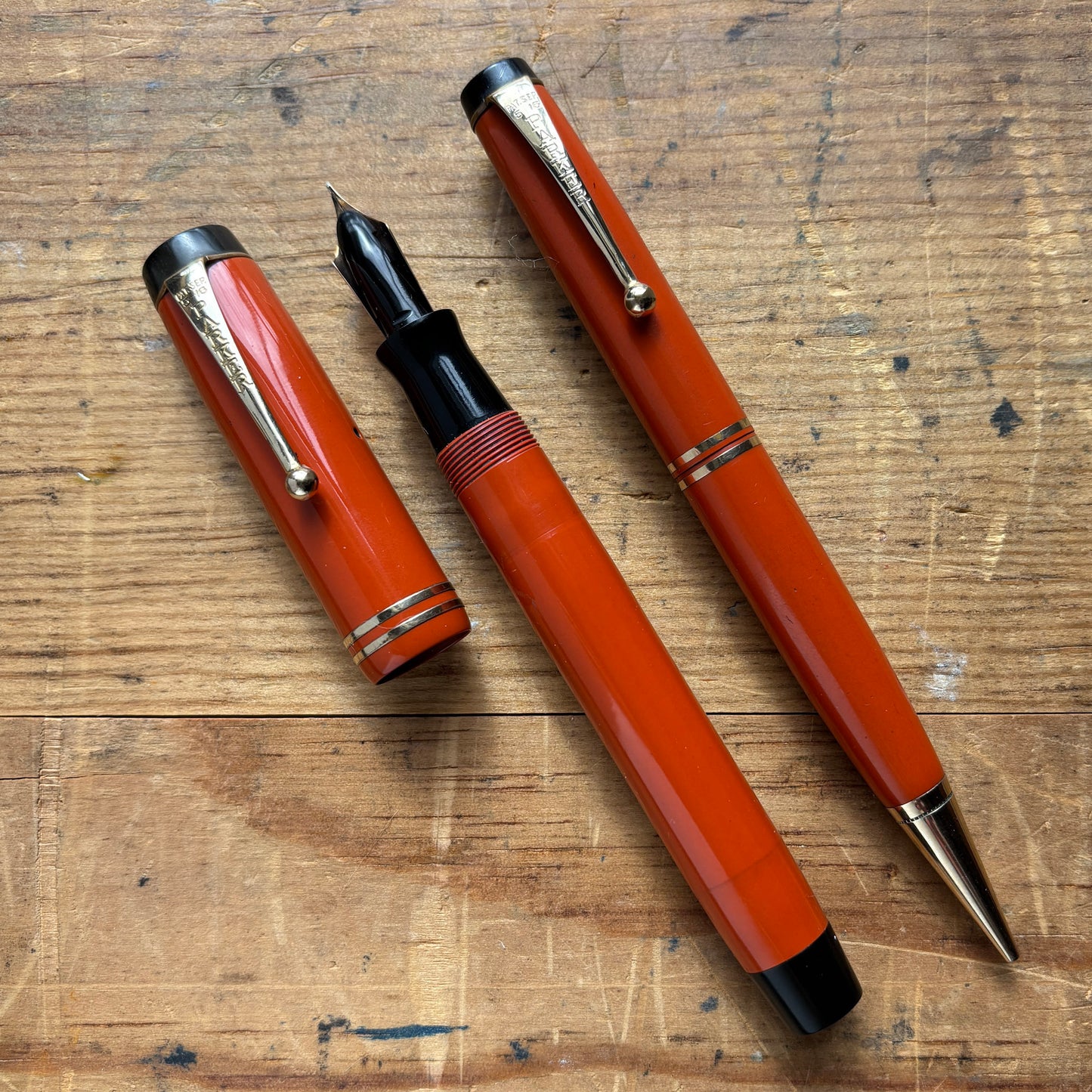 Fully restored, Parker Duofold SR Streamline Fountain Pen/Pencil Set