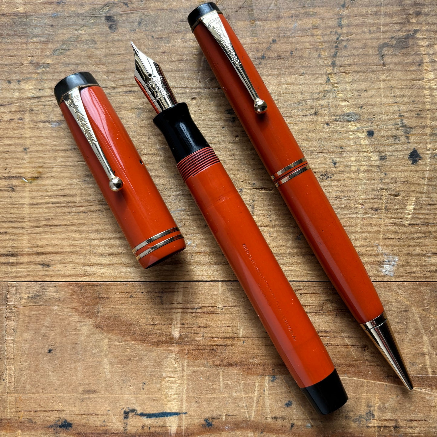 Fully restored, Parker Duofold SR Streamline Fountain Pen/Pencil Set