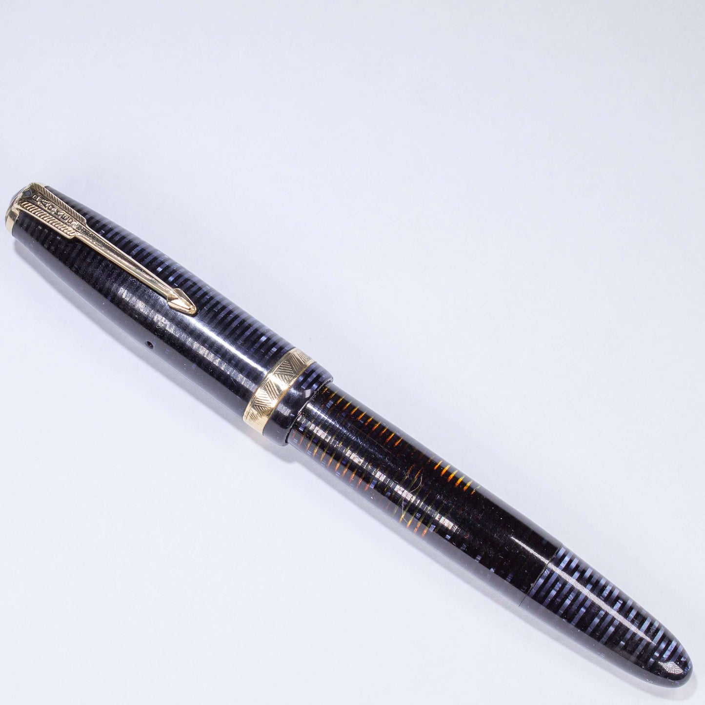 Parker Vacumatic Debutante Vintage Fountain Pen, Azure Blue Pearl, 14K Fine Nib.  Ozark Pen Shop   