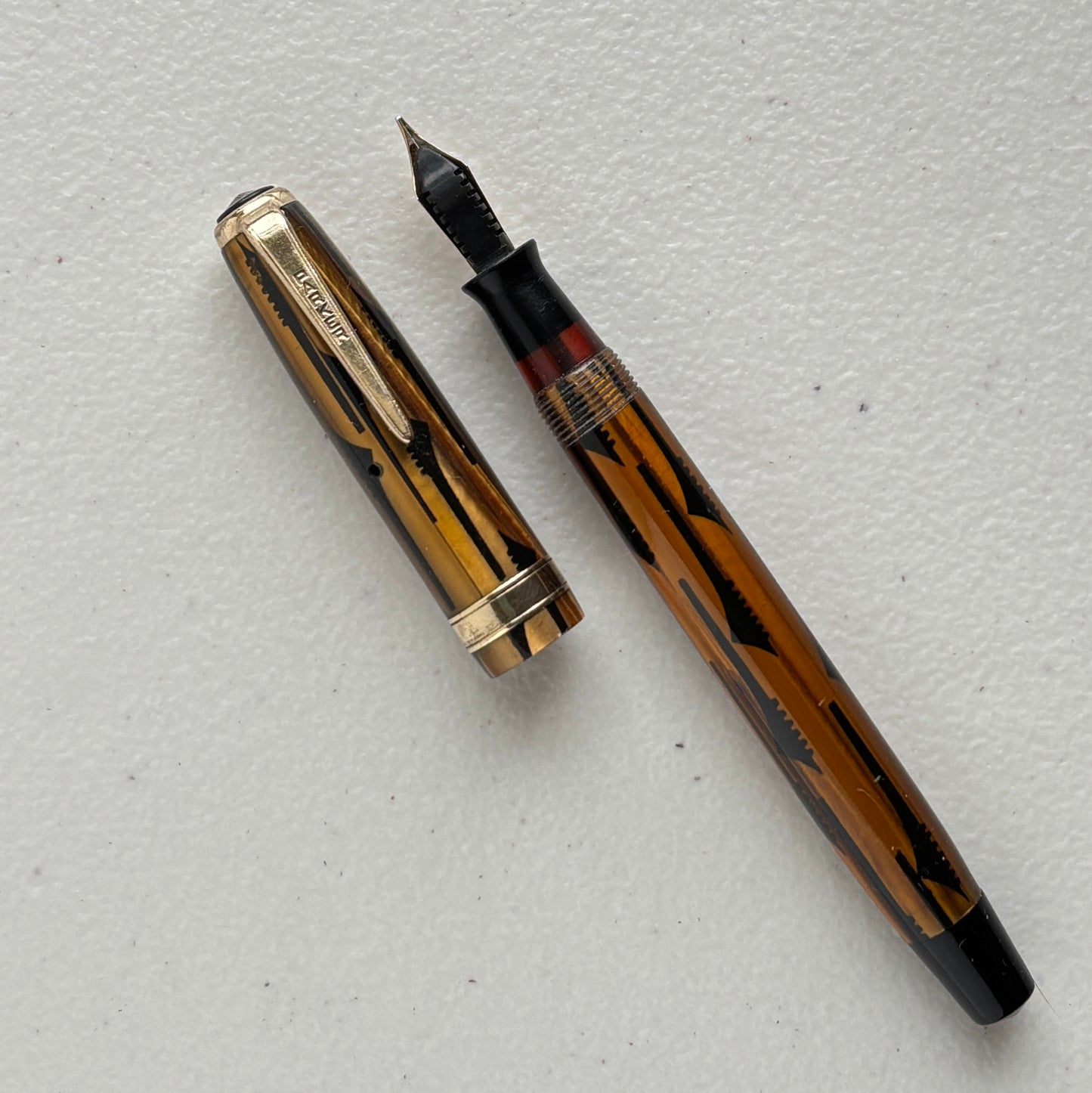 Parker Duofold Geometric "Toothbrush" Fountain Pen, Fully Restored