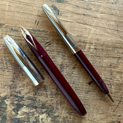 Sheaffer PFM IV, Pen/Pencil Set Fully Restored in Burgundy with Two-tone Cap