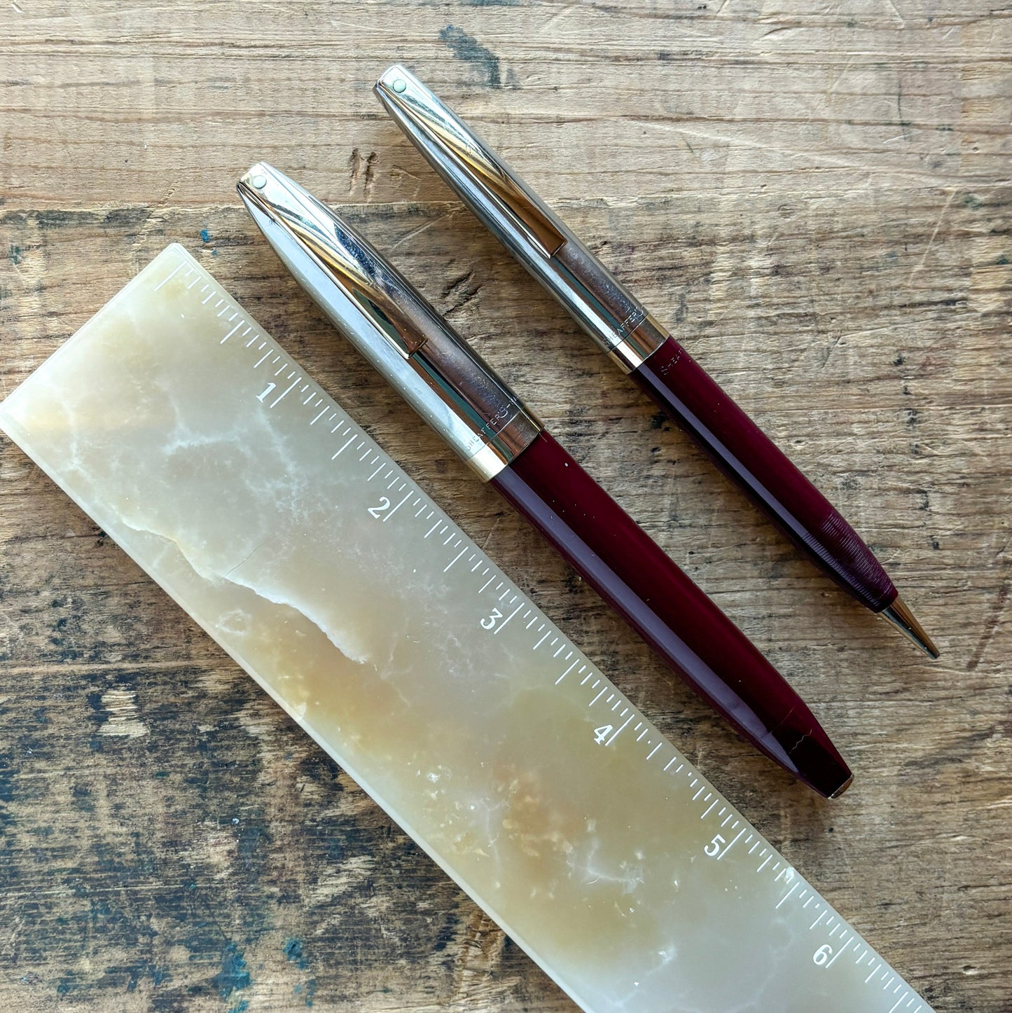 Sheaffer PFM IV, Pen/Pencil Set Fully Restored in Burgundy with Two-tone Cap