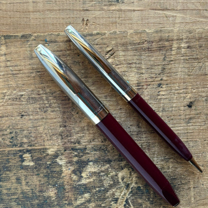 Sheaffer PFM IV, Pen/Pencil Set Fully Restored in Burgundy with Two-tone Cap