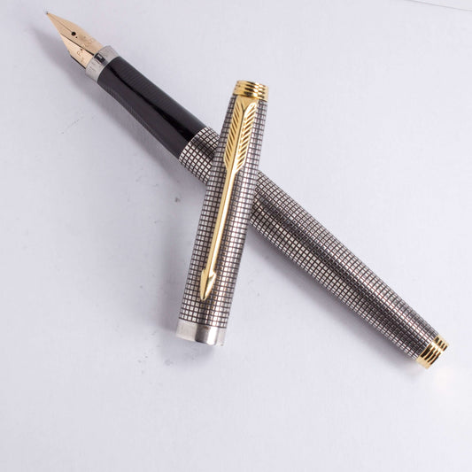 Restored Parker 75, Sterling Silver Ciselé, Medium 14K nib .66, Made in U.S.A.  Ozark Pen Shop   