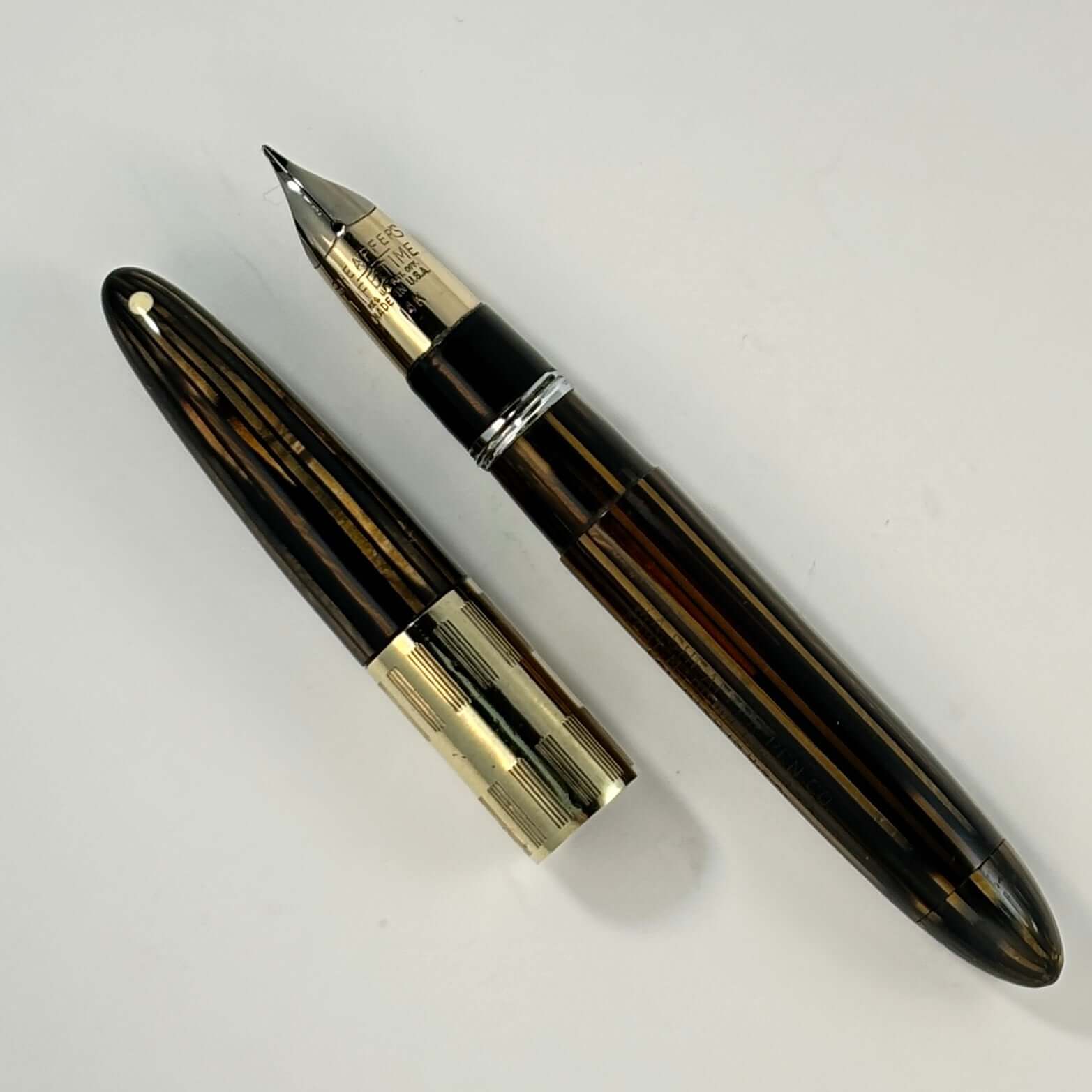 Sheaffer Triumph Tuckaway or "Tucky" Golden Brown with Gold-filled Trim, Medium nib  Ozark Pen Shop   