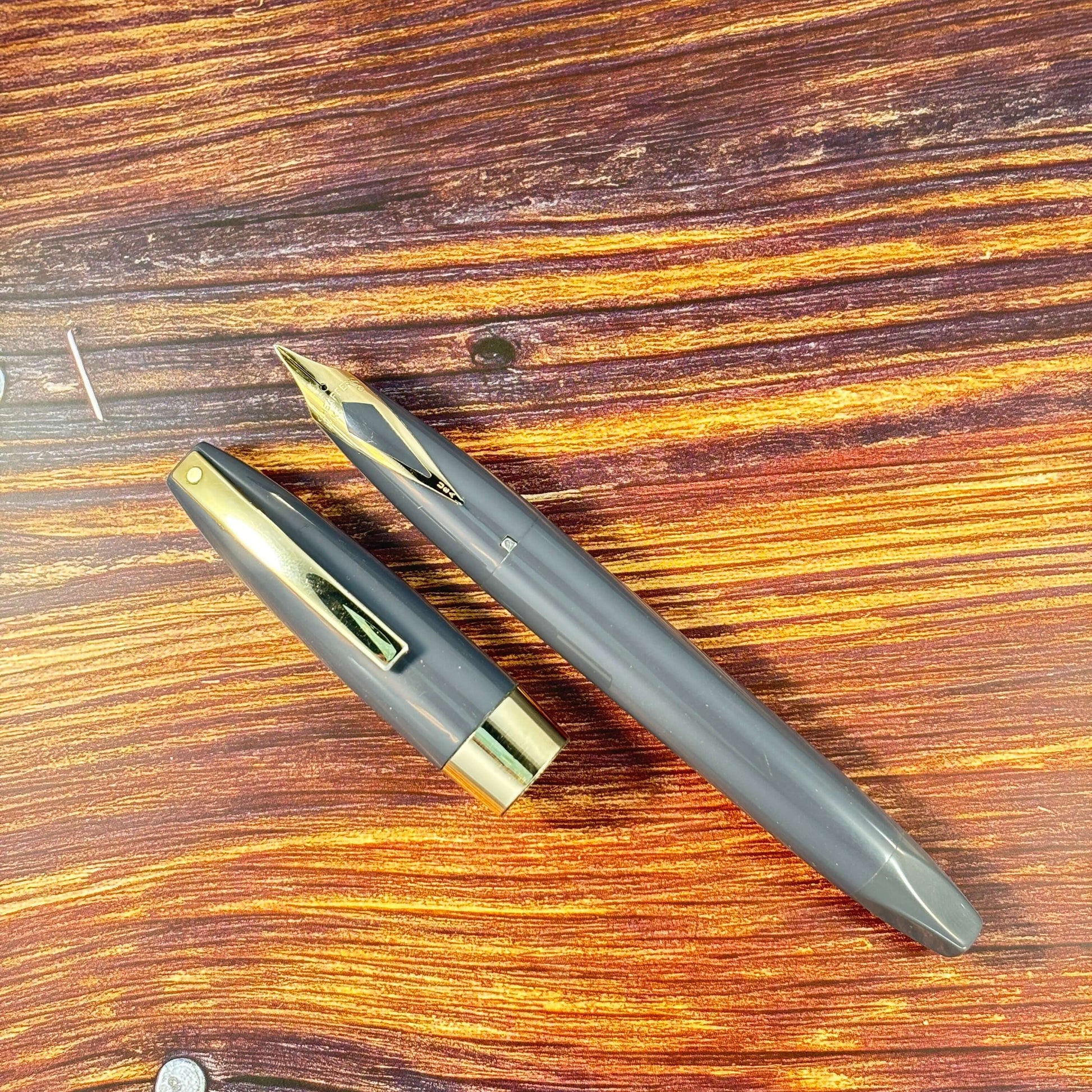 Sheaffer PFM III, Gray, Fully Restored, 14K Inlaid Fine Nib  Ozark Pen Shop   