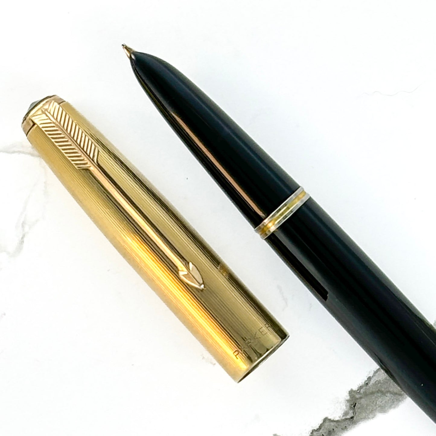 Parker 51 Demi; Black with Gold filled Lined Cap