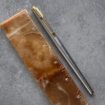 Parker 180 Flighter Fountain Pen, Brushed Stainless Steel with Gold Plated Trim