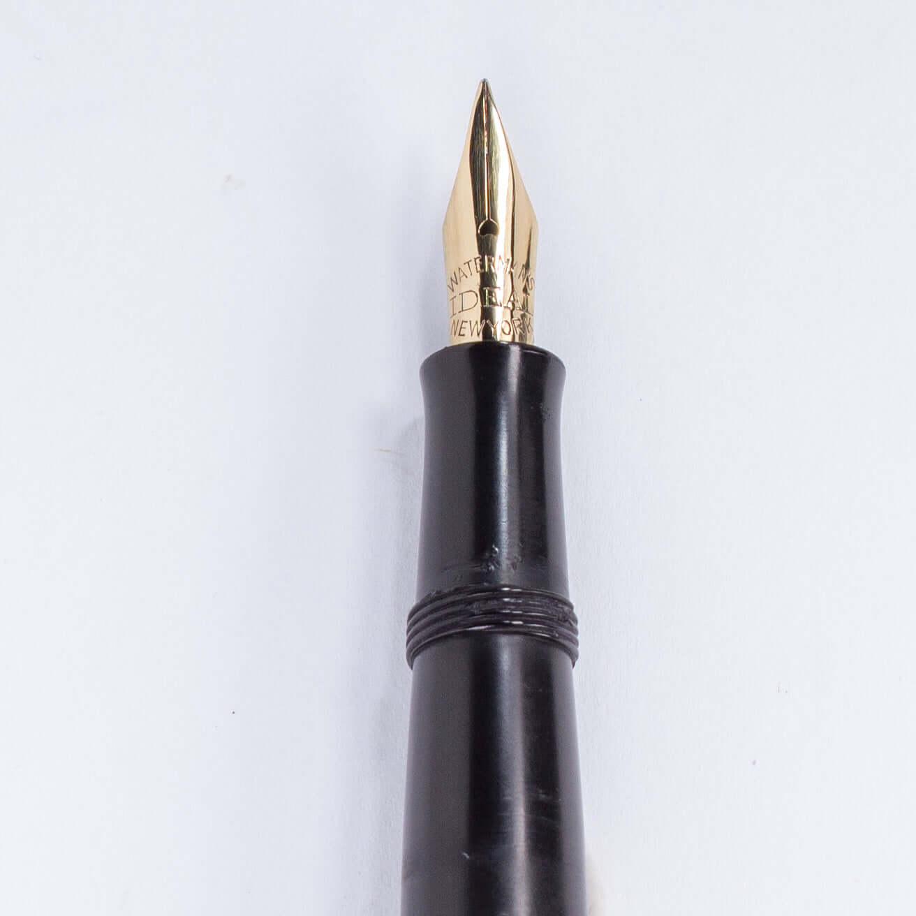 ${titleName/Type: Waterman 12 VP Manufacture Year: Circa 1910-1920s Length: 4 Filling System: Eye-Dropper Color/Pattern: Black hard Rubber, Smooth Barrel and Chased Cap Nib Type/Condition and remarks: Very responsive 14K Gold Waterman nib, size #2 Conditi