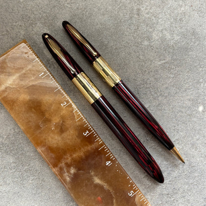Sheaffer Triumph Vac-fil, Pen/Pencil Set, Carmine Red, Extra Wide Band