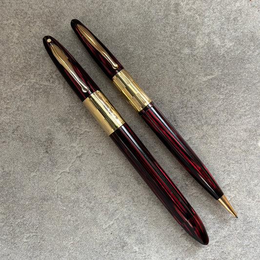 Sheaffer Triumph Vac-fil, Pen/Pencil Set, Carmine Red, Extra Wide Band