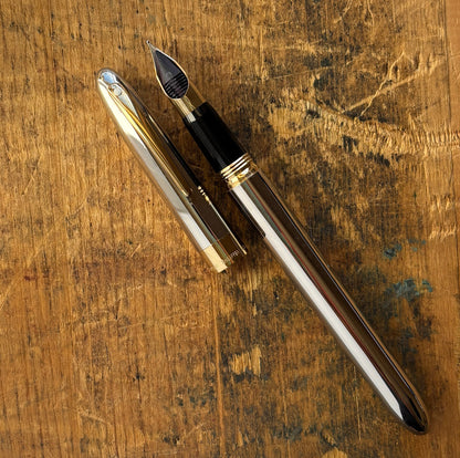 Sheaffer Crest Reissue, Palladium with Gold Plated trim, Medium 18K Nib