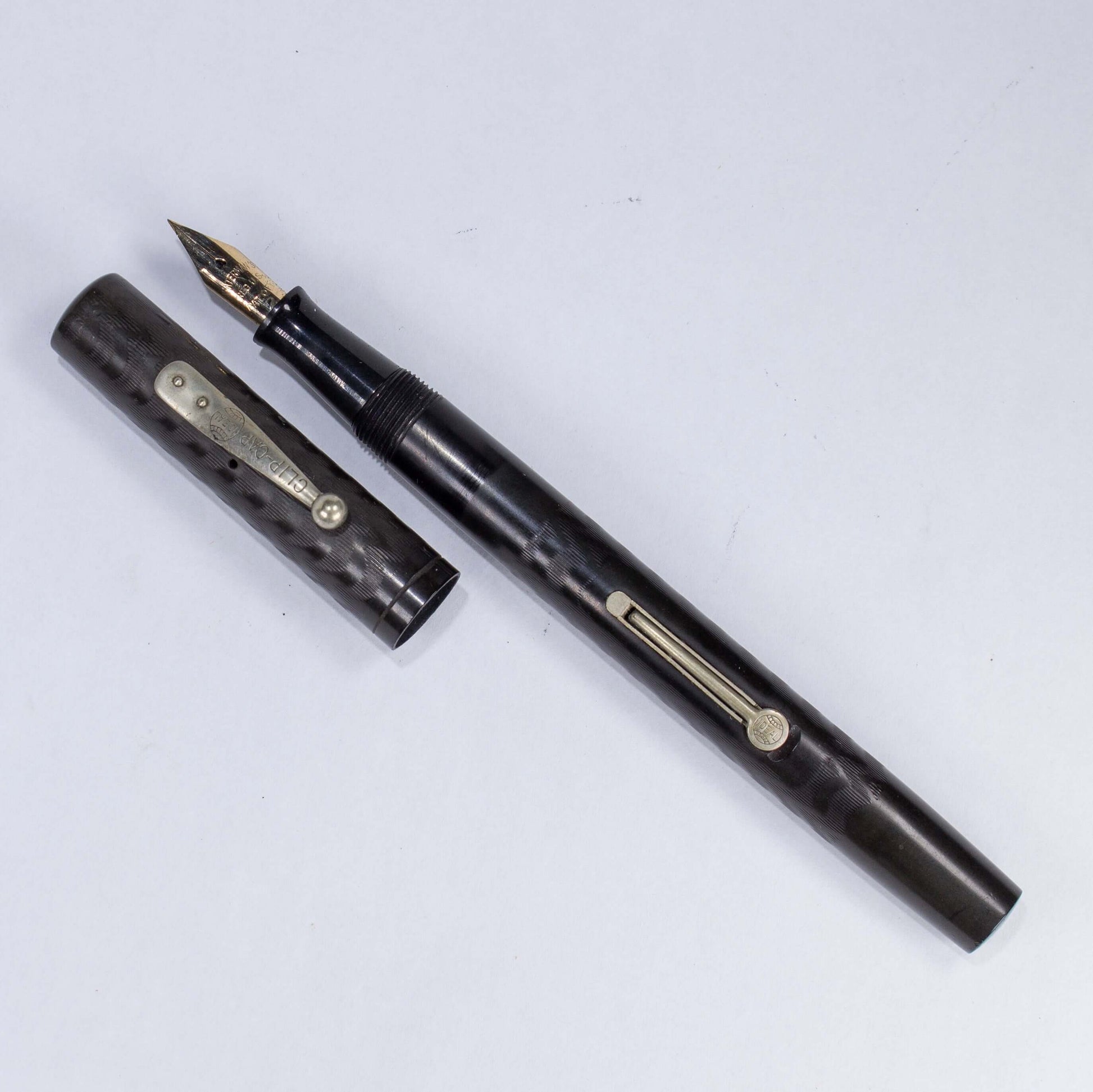 Waterman 52, Chased hard Black Rubber, 14K Gold #2 semi-flexible nib.  Ozark Pen Shop   