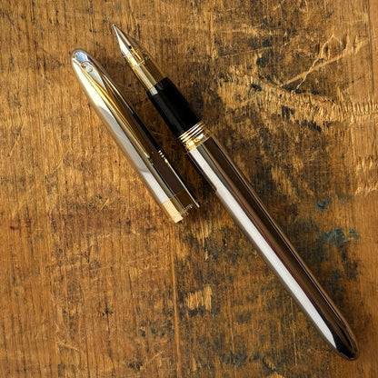 Sheaffer Crest Reissue, Palladium with Gold Plated trim, Medium 18K Nib