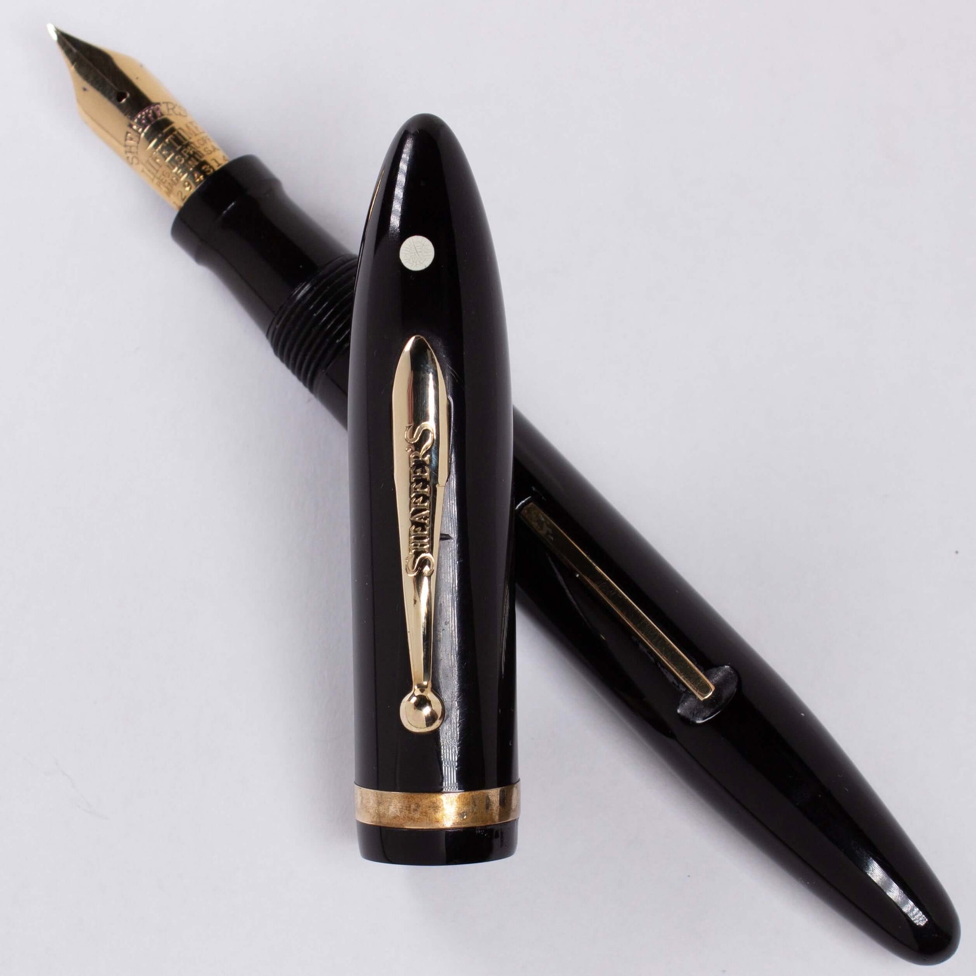 Sheaffer Lifetime Oversized Balance, black, lever filler, gold trim with 14K Lifetime nib, white dot Sheaffer Lifetime Balance Ozark Pen Shop   