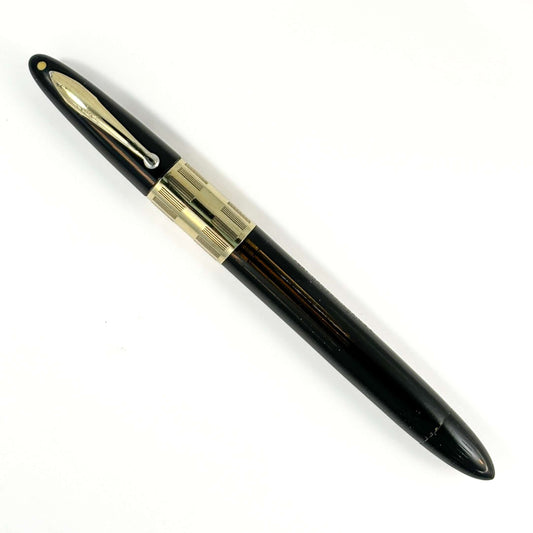 Black Sheaffer Triumph Vacuum-fil, Extra-wide cap Band with Gold-filled trim. Fine Two-tone Nib  Ozark Pen Shop
