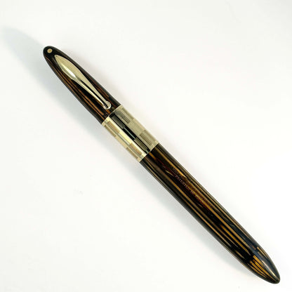 Sheaffer Triumph Vacuum-fil, Golden Brown, Extra-wide cap Band with gold filled trim. Fine Two-tone Nib  Ozark Pen Shop   