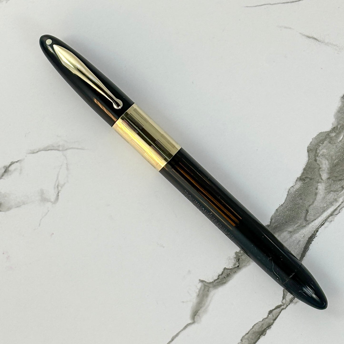 Black 1940s Sheaffer Triumph Vacuum-fil, Extra-wide cap Band  Ozark Pen Shop   