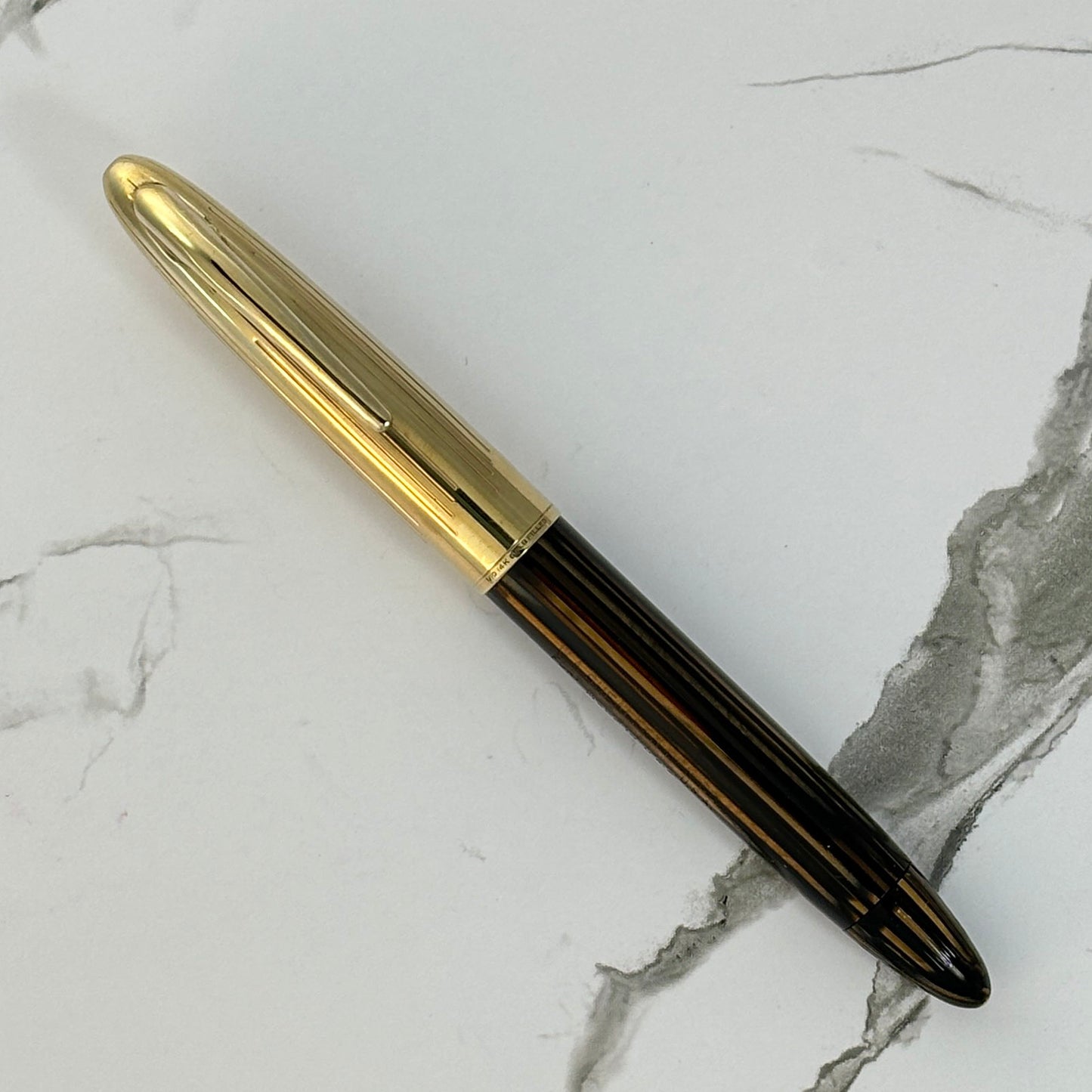 Sheaffer Crest Fountain Pen, Golden Brown with Gold Filled Cap