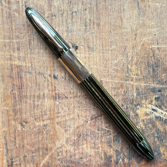 Sheaffer Triumph Vac-fil, Marine Green with Gold-filled trim; Extra Wide Cap Band