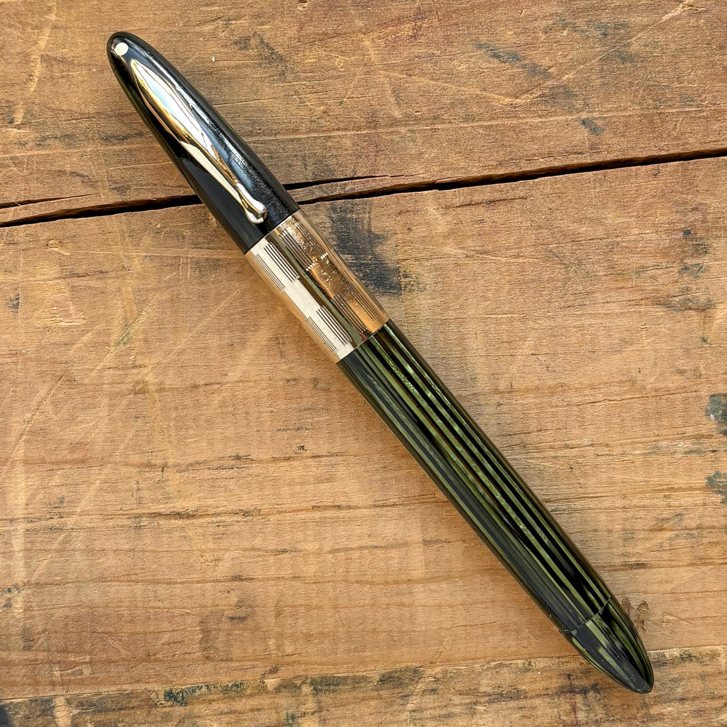 Sheaffer Triumph Vac-fil, Marine Green, Extra-wide cap Band