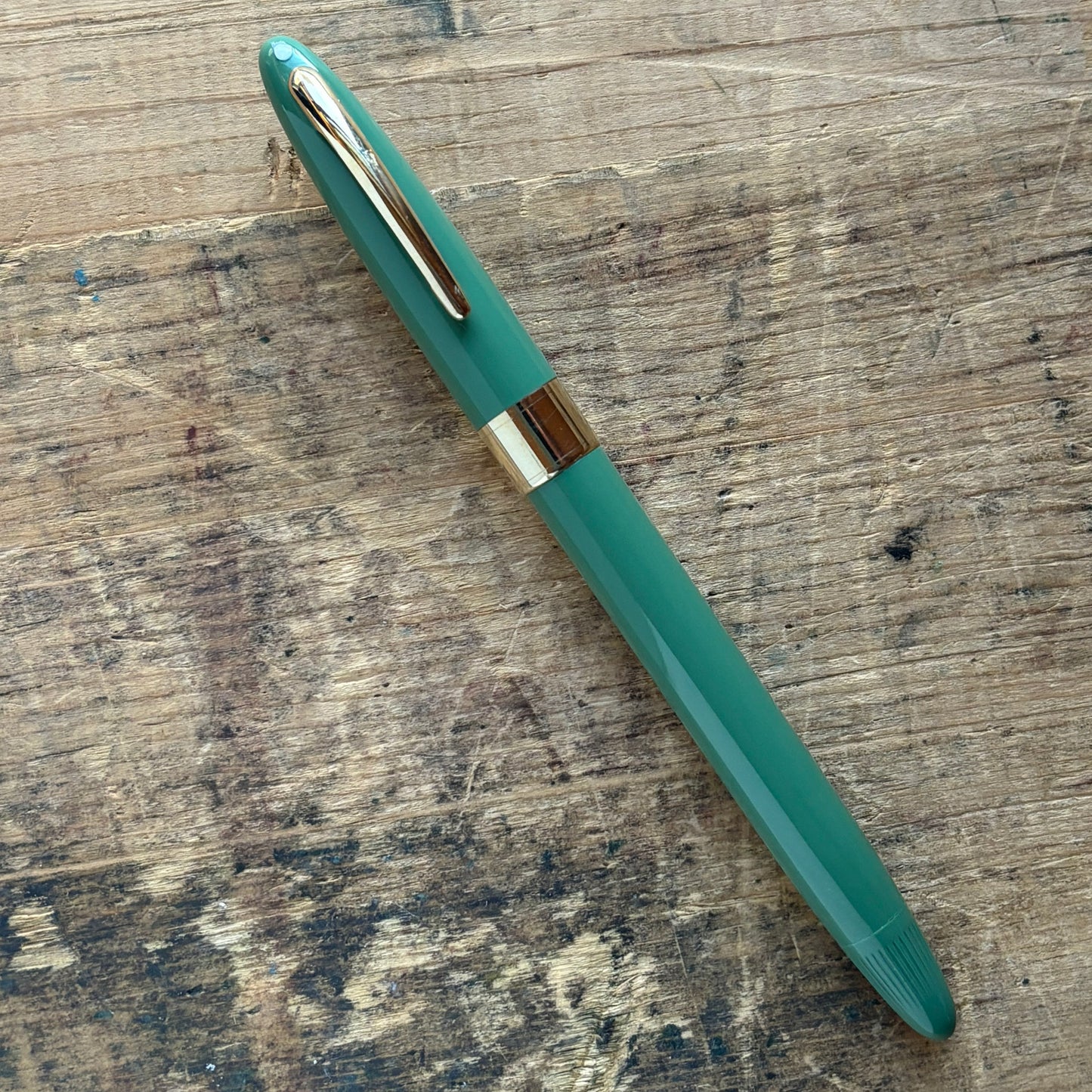 Sheaffer Statesman Snorkel, Sage Green with Gold-filled Trim