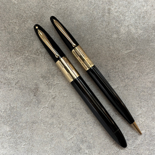 Sheaffer Triumph Vac-fil, Pen/Pencil Set, Two-tone Medium Nib, Extra Wide Band