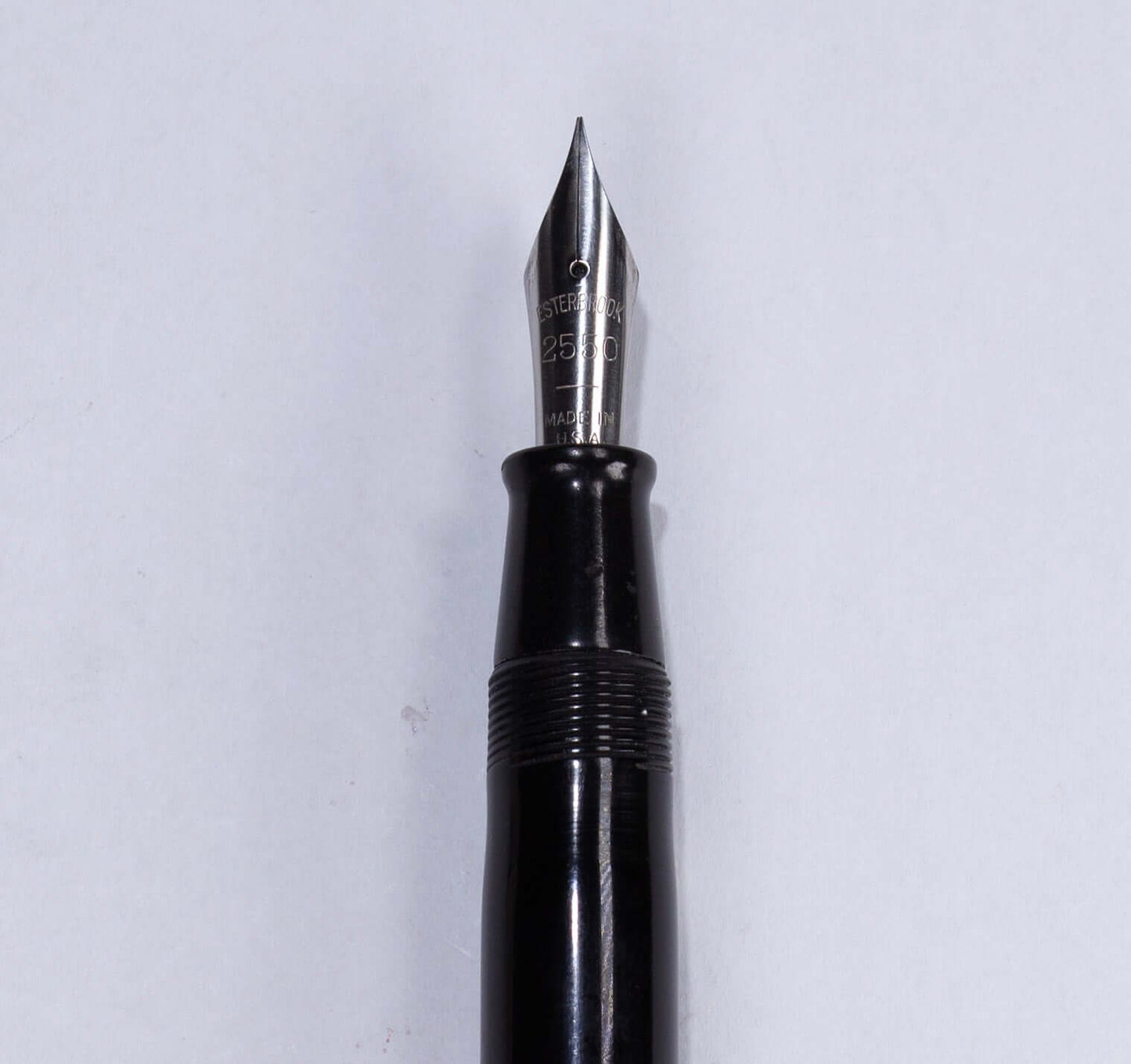 Esterbrook J Fountain Pen, Black, Restored, Lever Filler #2550 Fine Nib, Double Jewel